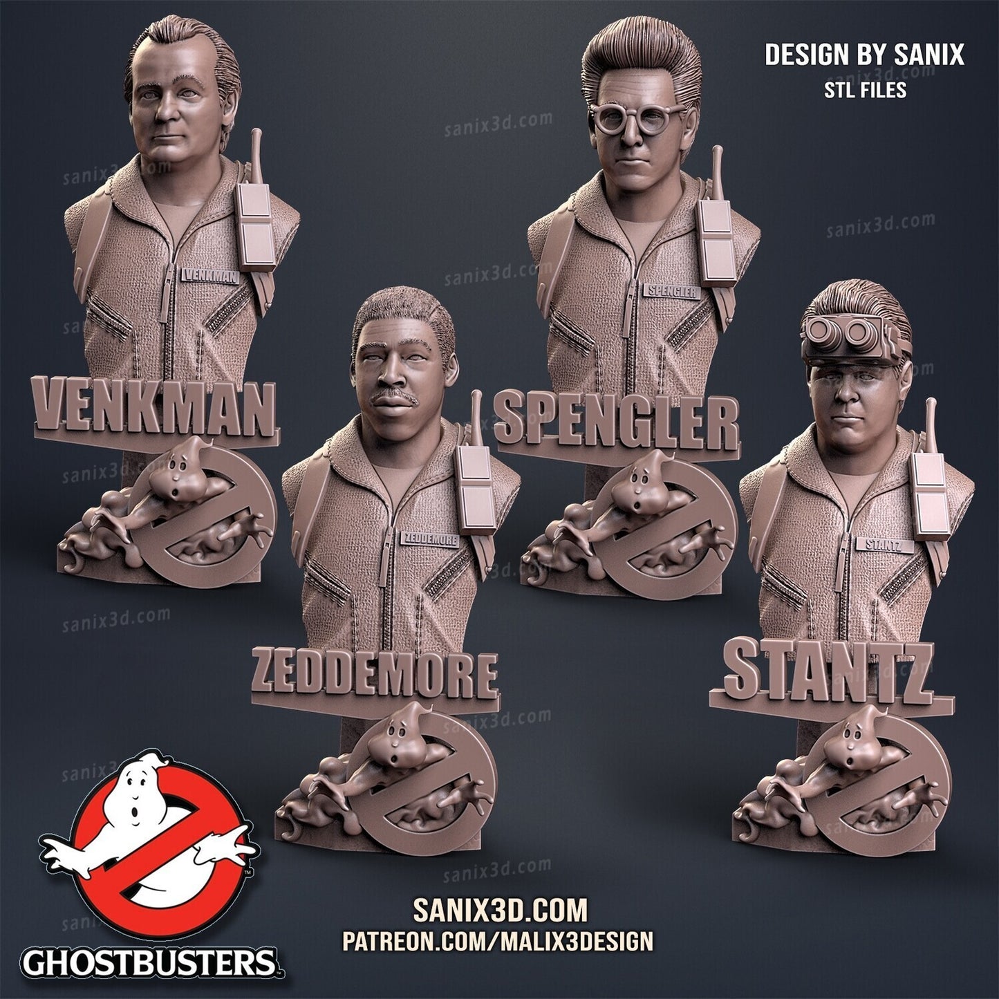 4 bustes ghostbuster hauteur 8,5 cm fan art