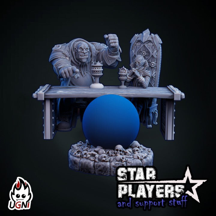 J and Robert at the table + Vision TV Fantasy Football convient a bloodbowl