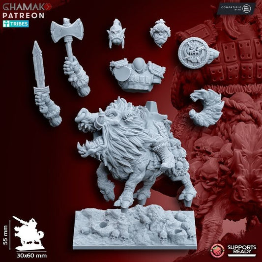 Orc boss on war boar de station forge avec les socles