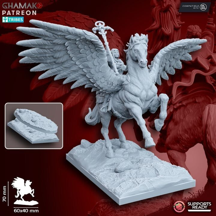 Sunev (Life magic) Wizard on Pegasus