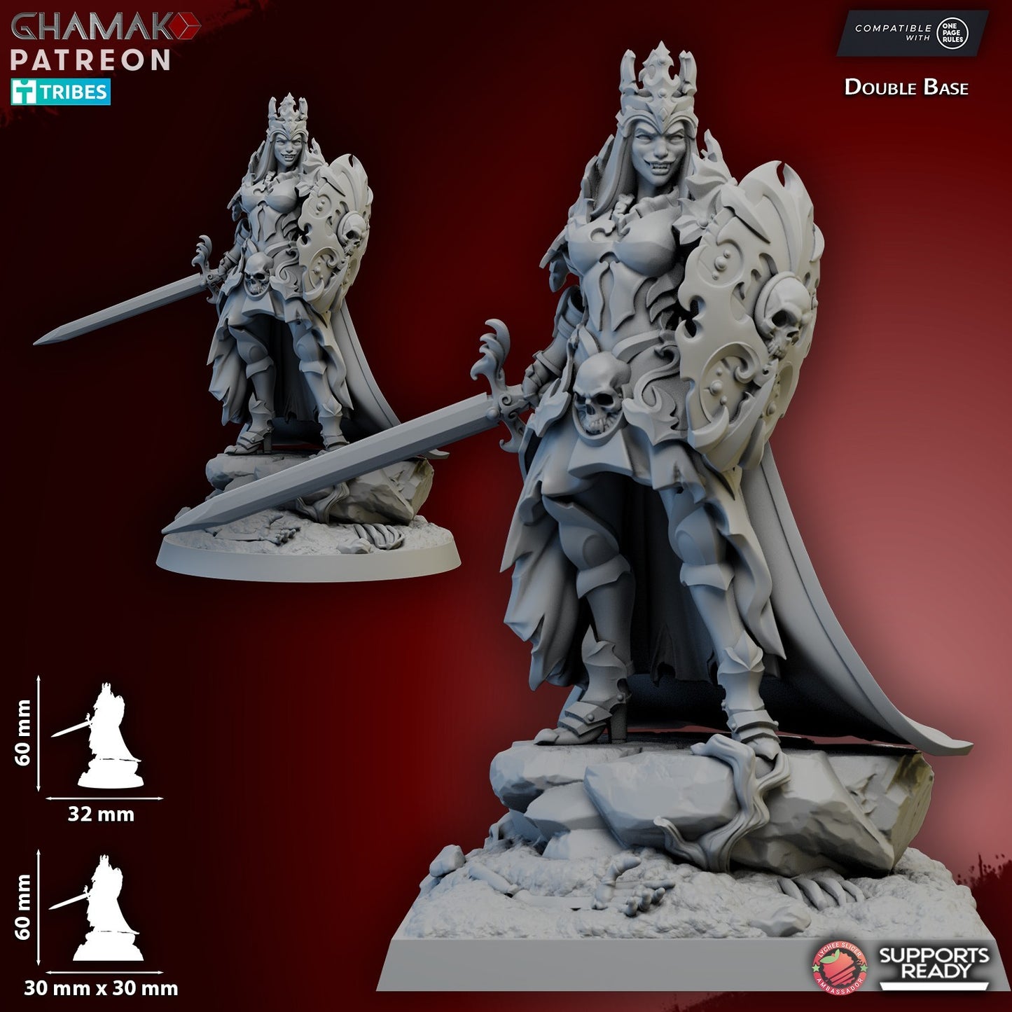 The Crimson Countess +socle de 25mm carree