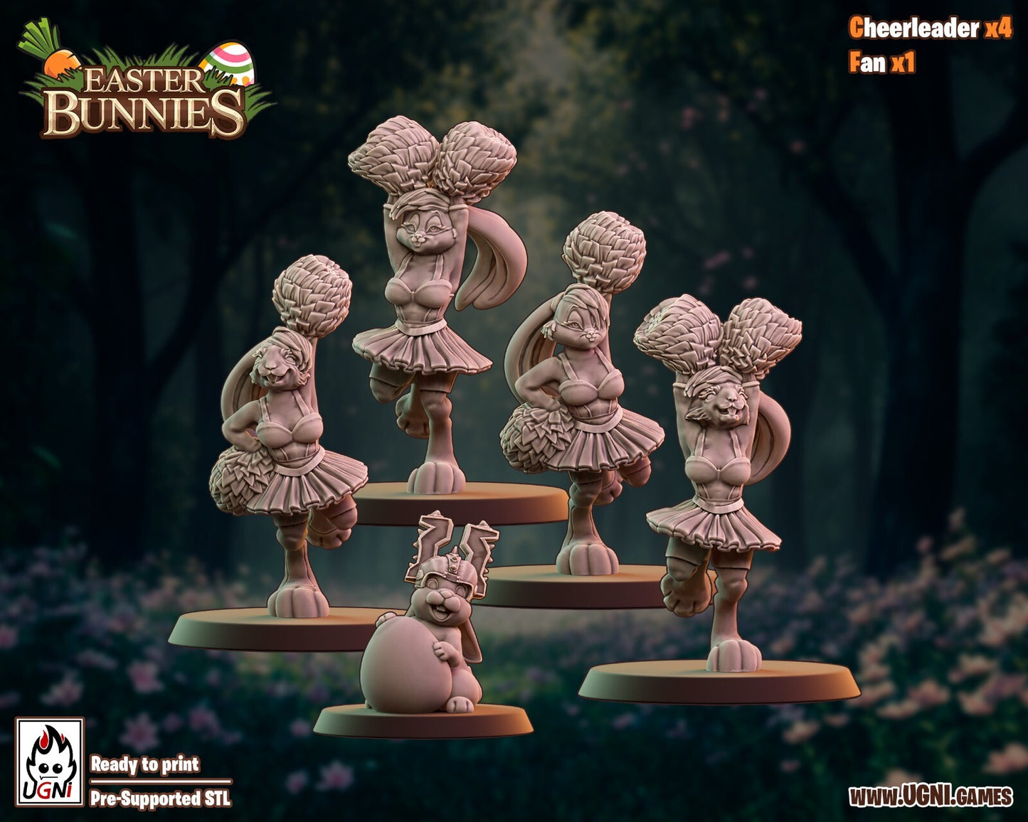 pom pom girl + fan easter bunny Fantasy Football convient a bloodbowl