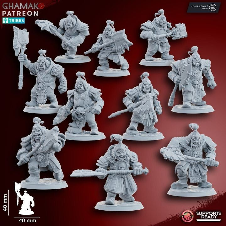 10 Grey waste orcs with two-handed weapons 