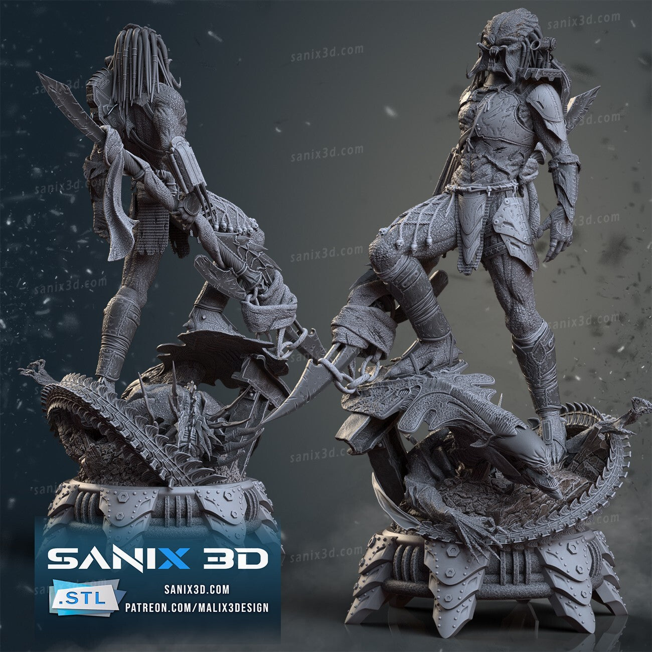 FIGURINE hauteur 40cm avec le socle, alien vs predator figurine fan art