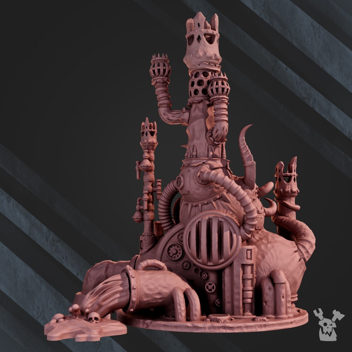 pandemic furnace sur un socle de 100mm hauteur 14 cm