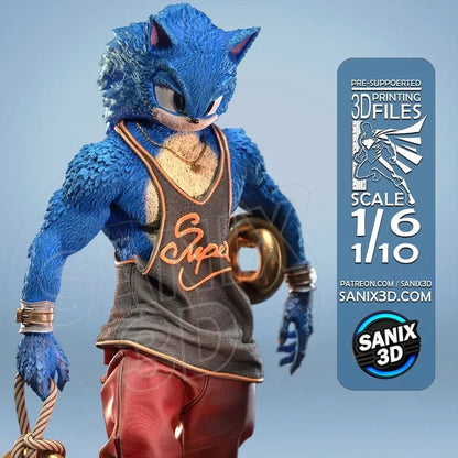 Super SONIC hauteur 20cm en comptant le socle