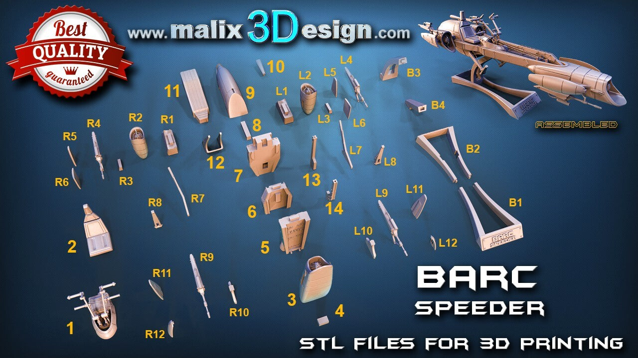 star wars barc speeder de 50cm de long figurine fan art