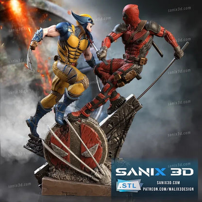 FIGURINE hauteur 27cm immortal friend deadpool wolverine figurine fan art