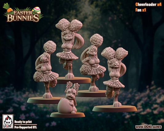 pom pom girl + fan  easter bunny Fantasy Football convient a bloodbowl